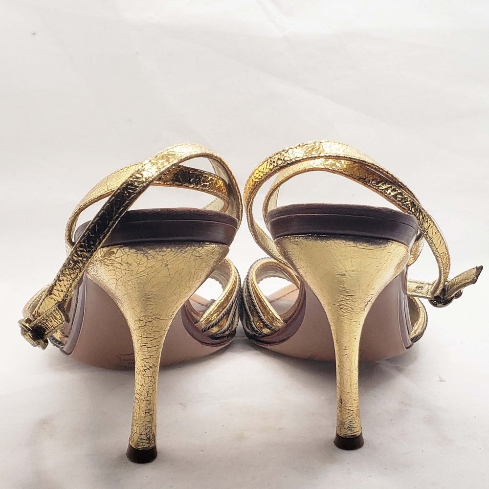 BCBGMaxazria gold 70's disco style strapy chain de - Picture 3 of 5